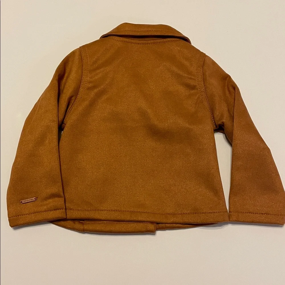 Tahari Toddler Girl Size 2T Tan Faux Suede Moto Inspired Jacket - Picture 4 of 6